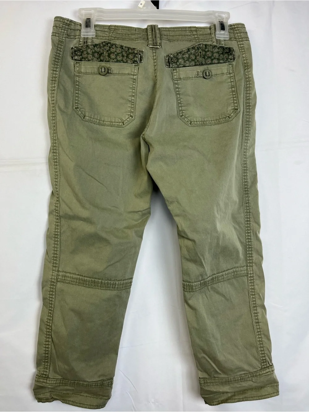 Y2k Aventura Arden Organic Cotton Cargo Capri Pants Womens Size 4 Olive Green